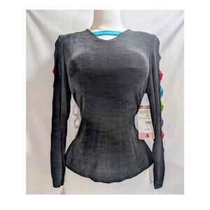 Talk of the Walk Black Multi Color Cutout Sleeve Top Small NWT
